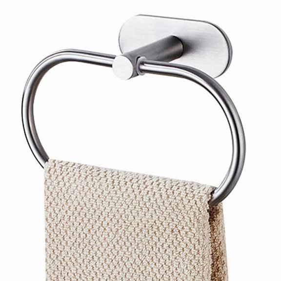 Ghojet Adhesive Towel Ring Self Adhesive Hand Towel Ring Stainless Steel Rustproof Bathroom Towel Holder Wall Mount 304 Stainless Steel Matte Silver