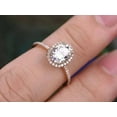thumbnail image 6 of 1.50 Ct Oval cut Halo Man made diamond moissanite Wedding Ring with 18k Gold Plating, 6 of 6