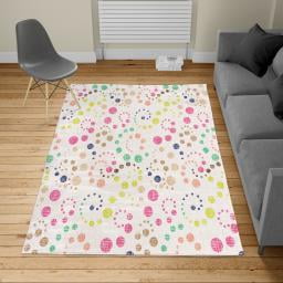 Modern Art Turkish Area Rug, Grunge Polka Dots Spots Backdrop Motif Retro Nostalgic Aesthetic Image Print, Carpet for Living Room Decor with Distressed Look, 2.6' x 5', Seafoam Ivory, by Ambesonne