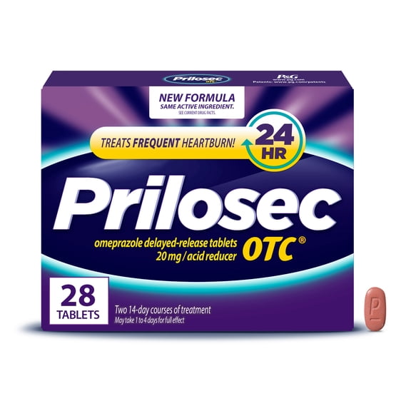 Prilosec OTC Heartburn Relief, Omeprazole, Acid Reducer Tablets, 28 Ct