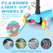 XJD 3 Wheel Kick Scooter for Kids,Foldable 3 Wheels Toddlers Scooter with LED Light & Adjustable Height, Best Gift for Boys Girls Outdoor Activities, Peach