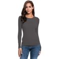thumbnail image 2 of Women Long Sleeve Crew Neck/Scoop Neck Rayon Slim Fit Stretchy Layer T Shirts Tops, 2 of 4