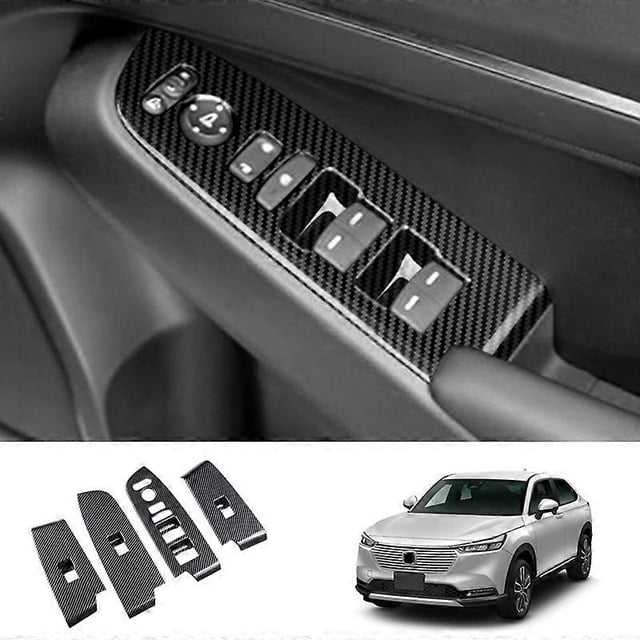 Carbon Fiber Window Glass Lift Button Trim Switch Cover Door Armrest Panel Sticker for Honda HRV HR-V Vezel RHD