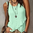 thumbnail image 5 of cocolona Womens Summer Tank Tops Crew Neck Sleeveless Ruffle Asymmetrical Hem Shirts Trendy Casual Solid Color Blouses, 5 of 6