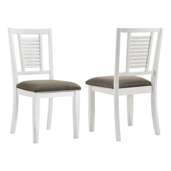 Coaster Appleton Farmhouse Wood Dining Side Chair in Distressed White