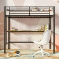 thumbnail image 5 of VECELO Twin Size Heavy Duty Metal Loft Bed Frame with Desk, Removable Ladder & Safety Stairs & Full-Length Guardrail for Dormitory No Box Spring Needed, Black, 5 of 8