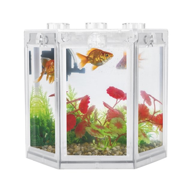 Small Fish Plastic Hex Shape Superimposable Portable Mini Aquarium For Decoration