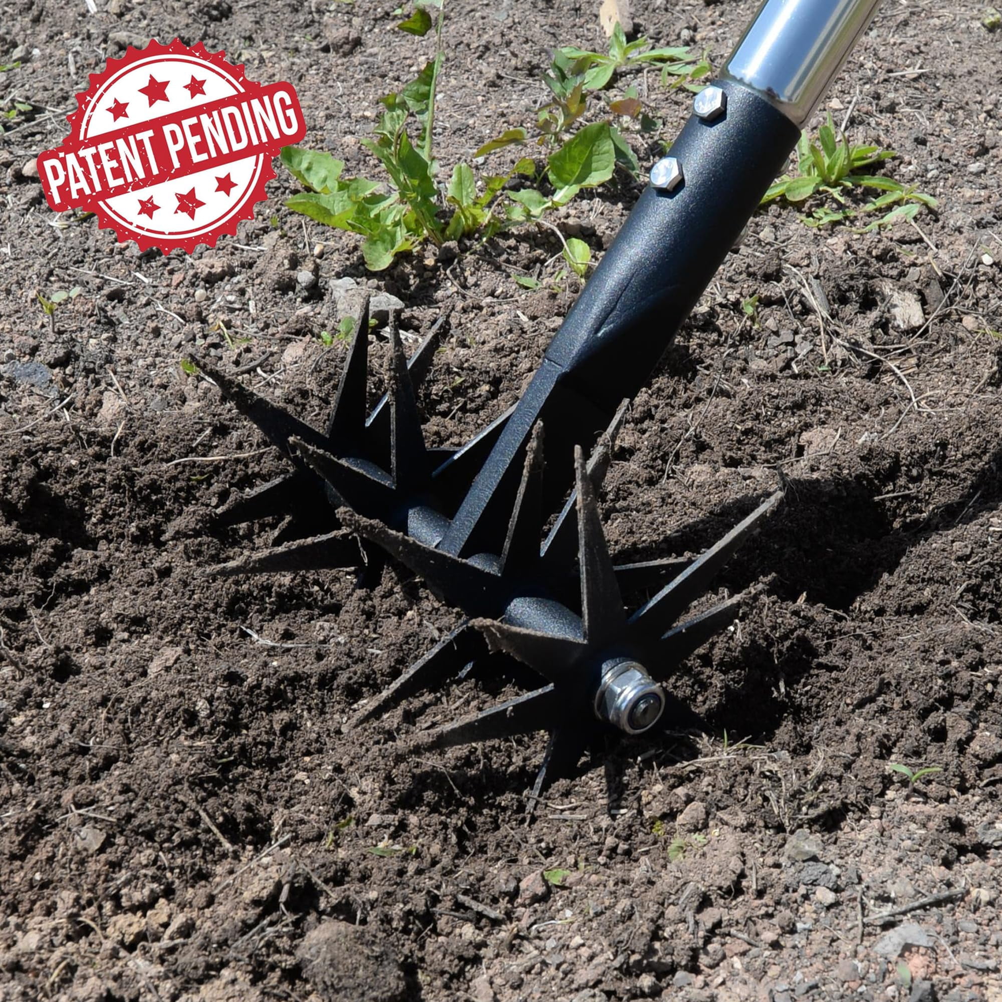 66in Rotary Cultivator With Tempered Spring Steel Tines And Adjustable Stainless Handle Manual Garden Tiller Tool For Loosening Soil Mixing Fertilizer