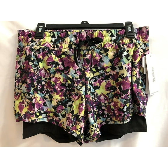 RBX Active Women's Workout Running Shorts with Attached Bike Short Med Colorful