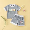 thumbnail image 2 of Sopiago Toddler Girl Summer Outfits Baby Girl Embroidered Flowers Short Sleeve T Shirts Shorts Set Cute Baby Clothes for Girls Light Blue,12-18 Months, 2 of 6