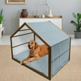 thumbnail image 2 of Damask Pet House, Symmetrical Flowers and Curls Wavy Lines Old Ornamental Curves Tile, Outdoor & Indoor Portable Dog Kennel with Pillow and Cover, 5 Sizes, Slate Blue Ivory, by Ambesonne, 2 of 4