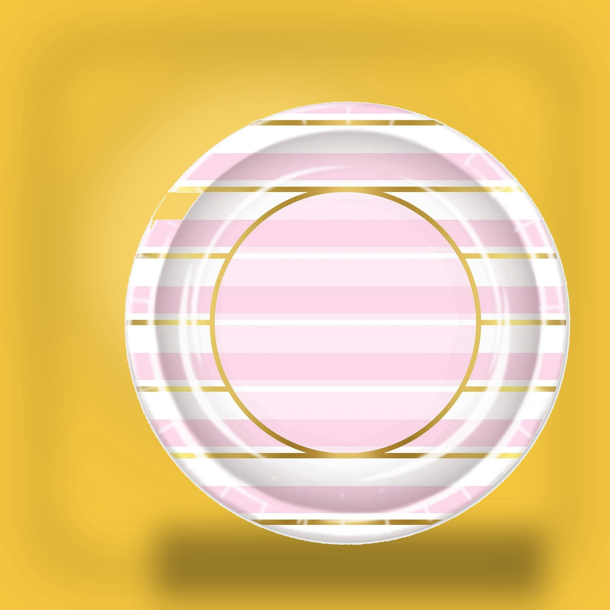 96 Pack Bulk Pink Striped Paper Plates 9 inch