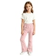 thumbnail image 3 of CPNG Girls Flare Sweatpants Solid Color Elastic High Waist Wide Leg Bell Bottoms Sweat Pants Loose Casual Baggy Flare Pants, 3 of 5