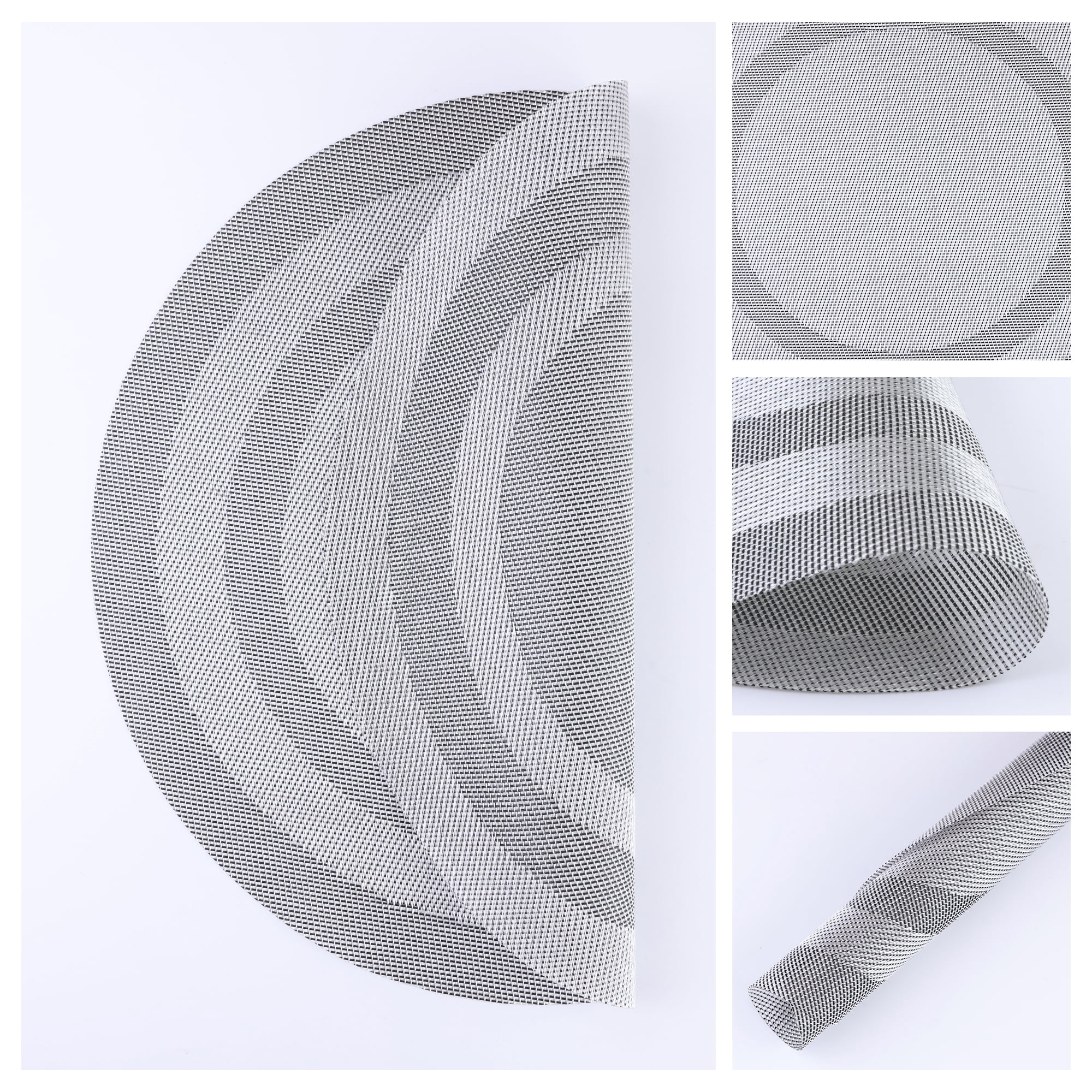 Unique Bargains Set of 6 Round Placemats for Kitchen Dining Table Decor Gray