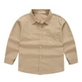 thumbnail image 5 of KYAIGUO Toddler Boys Solid Color Dress Shirts Kids Girls Button down Shirts Coats Long Sleeve Lapel Shirts for 4-12 Years Old, 5 of 9