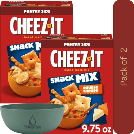 Cheez‑It Double Cheese Snack Mix, 9.75 oz, Pack of 2 with Bowl by Value Nest
