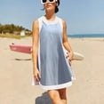 thumbnail image 4 of Women's 2 Piece Sets Summer Fashion Color Block Outfits Casual Crewneck Sleeveless Tank Top and Shorts with Pockets Light Blue S, 4 of 5
