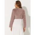 thumbnail image 4 of DARING DIVA Women's Cropped Open Front Faux Fur Short Shrug Jacket S Dusty Pink, 4 of 6