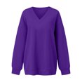 thumbnail image 5 of WTOBBY Women's Solid Color V-Neck Sweatshirt, Long Sleeve Casual Pullover, Lightweight Comfort Top with Flattering Neckline and Relaxed Fit Silhouette,Purple 3XL, 5 of 7