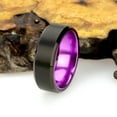 thumbnail image 2 of Men's Women's Tungsten Wedding Band Engagement Ring 8mm Brushed Black Anodized Purple Aluminum Sleeve, SZ 12, 2 of 3