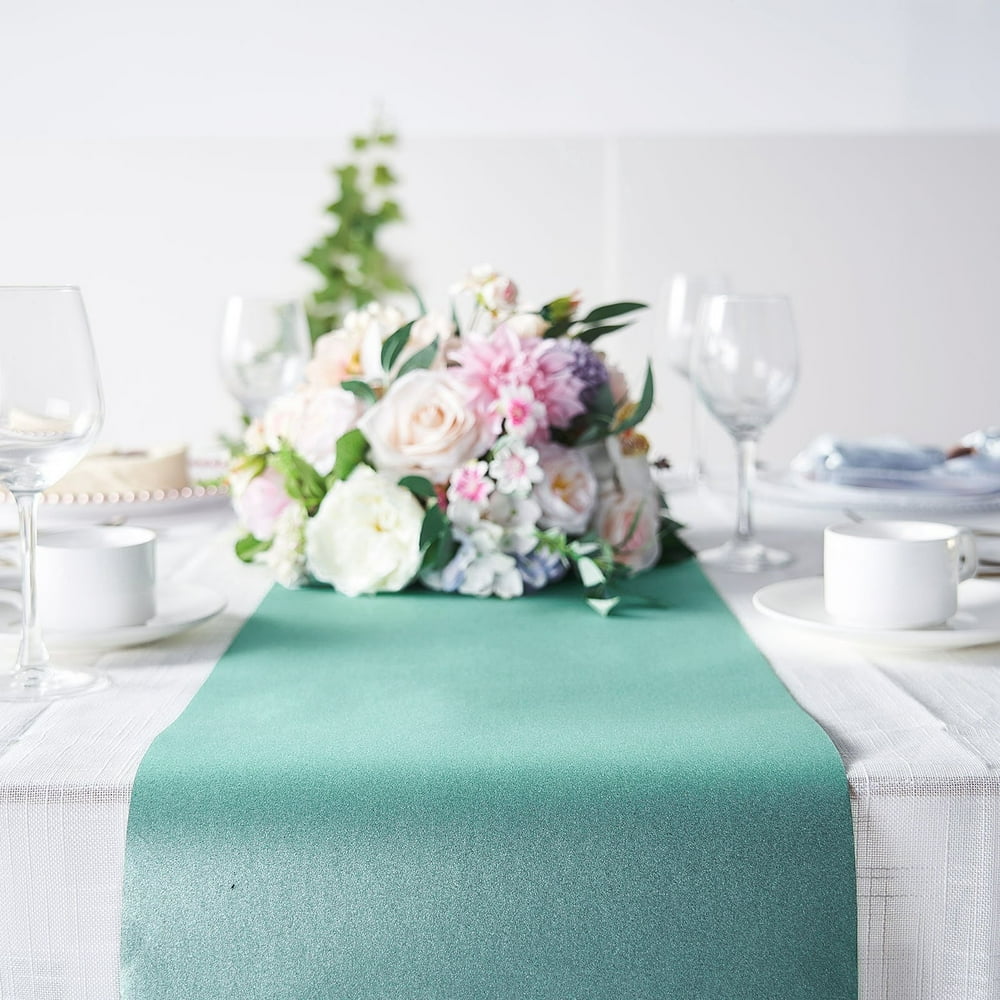 Efavormart 9Ft Blue Glitter Paper Table Runner Roll, Disposable Table