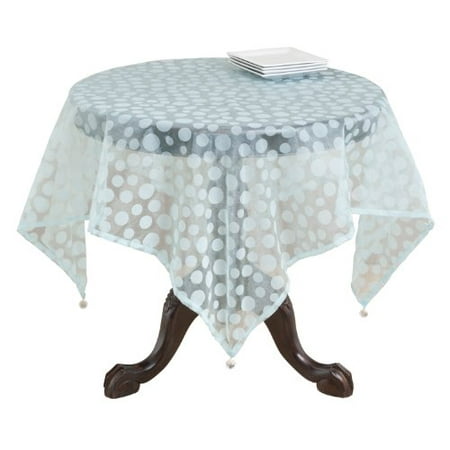 Fennco Styles Flocked Dot Design Organza Table Topper - One Piece - 10 Colors - 54