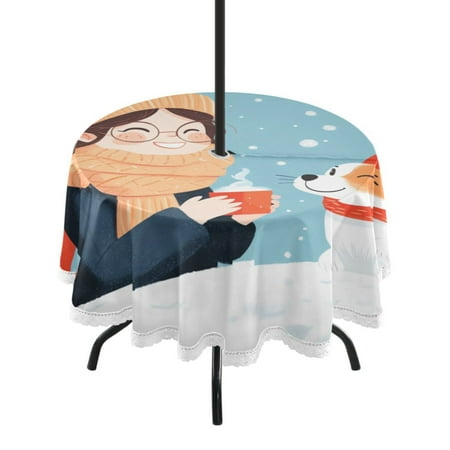

Round Tablecloth 60*60 Inches Round Tablecloth Outdoor Style Tablecloth With Umbrella Holes Tablecloth Outdoor Suitable For Kitchens and Dining Rooms Sweet Dog