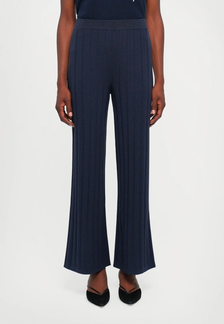 Ribbed Wide-Leg Pants With Relaxed Fit (Women's) - image 2