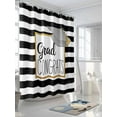 thumbnail image 3 of Fsddascl Graduation Trencher Cap Shower Curtain Set - Standard 72" x 72" Washable Curtain with 12 Hooks, Farmhouse White Black Horizontal Stripes Waterproof Fabric Shower Curtains for Bathroom, 3 of 6