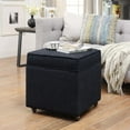 thumbnail image 2 of Gustav Black Linen Ottoman - Hidden Storage, Castered Legs, 2 of 8