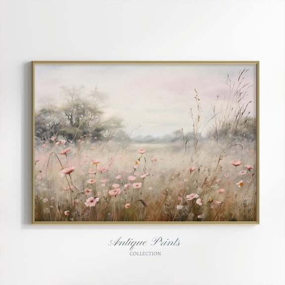 Wildflower Field Prints, Neutral Country Wall Art, Flowers Landscape, Muted Floral Print, Farmhouse Decor, Home Decor UNFRAMED Poster, Wall Art for Decor, Present, 8x12