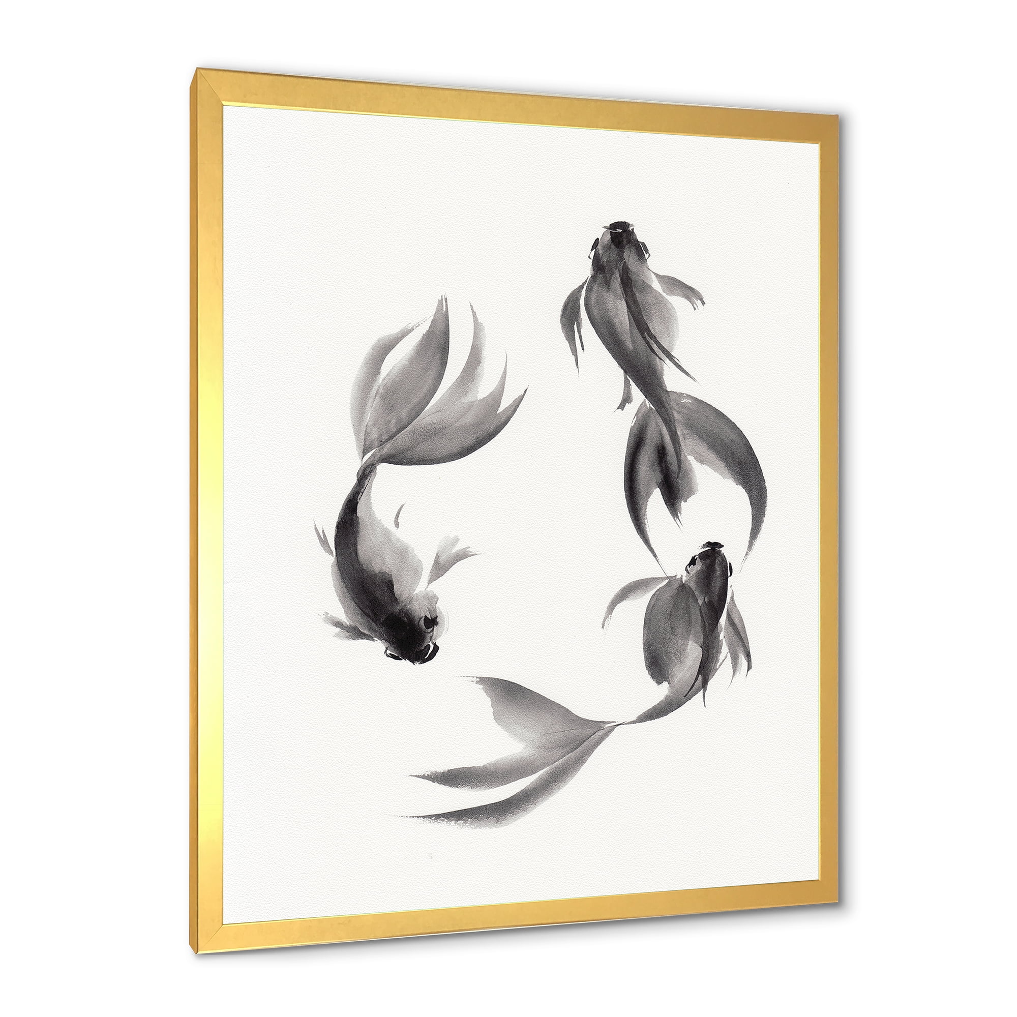 Designart 'Black and White Vintage Fish III' Nautical & Coastal Framed Art Print