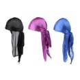 thumbnail image 1 of 3 piezas de gorro sedoso de cola larga con ondas, gorro pirata, bandana, gorro de quimioterapia Negro + Azul + Morado, 1 of 7