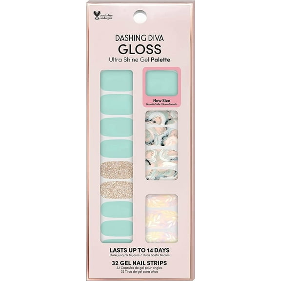 Dashing Diva Gloss Nail Strips - Get Jaded  UV Free, Chip Resistant, Long Lasting Gel Nail Stickers  Contains 32 Nail Wraps, 1 Prep Pad, 1 Nail File