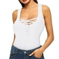 thumbnail image 2 of DHFJKG Womens Camisole Top Sexy Summer Sleeveless Scoop Neck Button Down Camis Shirts Fitness Low Cut Night Out Outfits Versatile Tops, 2 of 5