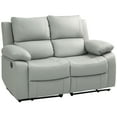 thumbnail image 1 of HOMCOM Double Seat Recliner PU Leather Reclining Sofa with Arms, Light Grey, 1 of 10