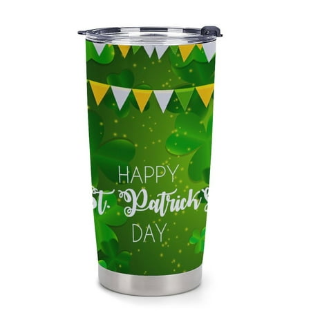 

ANYWAY.GO Thermal Insulation Coffee Travel Mug with Lid Spill Proof Happy Saint Patricks Day Greeting Portable Thermal Thermal Cup for Car 20oz