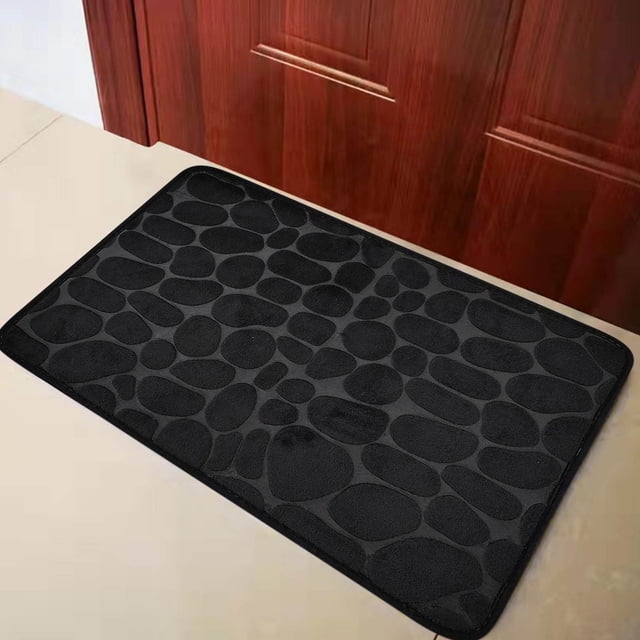 Staron Bathroom Mat Rug, Soft Memory Foam Bath Mat Black, Washable Non-slip Bath Mats for Bathroom, Cobblestone Bath Mats Absorbent Bath Rugs
