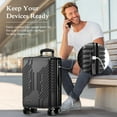thumbnail image 2 of Alpha Joy Hard-shell ABS+PC Rolling Luggage 20" Carry-on Luggage with USB Port, Black, 2 of 9