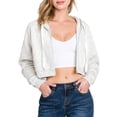 thumbnail image 4 of Doublju Women's Raglan Sleeve Crop Zip Up Hoodie With Kangaroo Pocket, 4 of 4