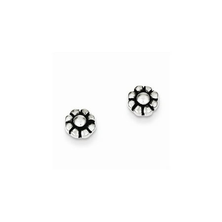 Goldia Sterling Silver Antique Flower Stud Earrings Sterling Silver Antique Flower Stud Earrings