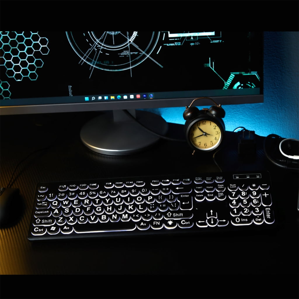 USB Cord Large Print Full Size Computer Keyboards White for Visually Impaired Beginner and Senior