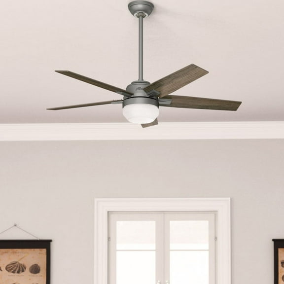 Restored Hunter Fan 52 Inch Contemporary Ceiling Fan with Lights and Remote Control, Reversible Blades, Matte Silver, for Kitchen, Bedroom, Living Room (Refurbished)