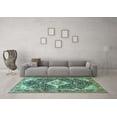 thumbnail image 3 of Ahgly Company Machine Washable Indoor Rectangle Medallion Turquoise Blue Traditional Area Rugs, 3' x 5', 3 of 4