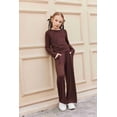 thumbnail image 4 of Arshiner Girls 2 Piece Set Fall Outfits Lounge Sets Ruched Long Sleeve Top Wide Leg Pants Sweatsuit Clothing Set, 4 of 6