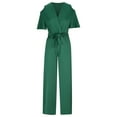 thumbnail image 4 of Amvlyk Jumpsuits for Women Summer Long Sleeve Ruffle Rompers Comfortable Workout Wide Leg Long Pants Casual Solid Color Loose Overalls with Pockets for Trendy Beach Vacation Outfits, 4 of 5