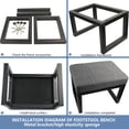 thumbnail image 3 of Ottoman Footstool, Rectangular Linen Footstool with high Elasticity Sponge seat and Metal Legs, Small Footstool for Bedroom, Living Room, Office(Dark Grey), 3 of 9