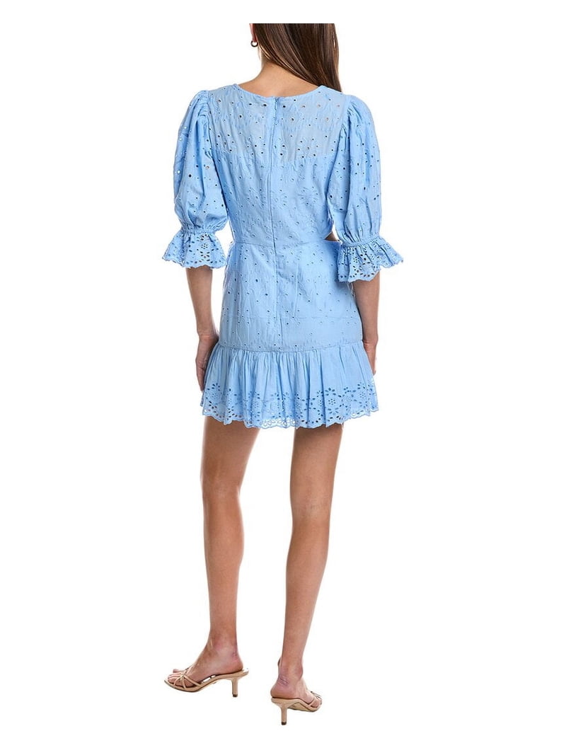 French Connection womens Eyelet Mini Dress, 4, Blue French Connection womens Eyelet Mini Dress, 4, Blue