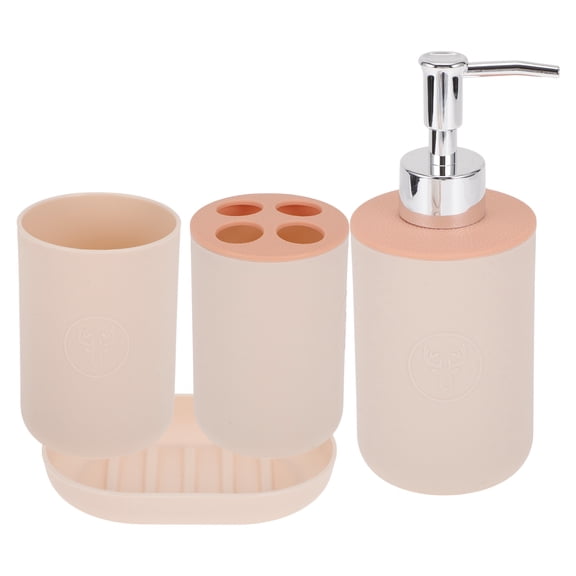 Unique Bargains 1 Set Durable Round Bathroom Kit for Bathroom Pink Plastic