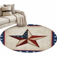 thumbnail image 2 of Independence Day Washable Round Area Rug 3.3 ft, Retro Blue Red Stars Linen Texture, Soft Non Slip Rugs Stain Repellent Indoor Felt Carpet for Living Dining Room Bedroom Home Office, 2 of 9